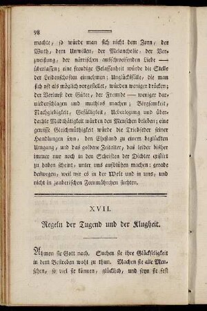 XVII. Regeln der Tugend und der Klugheit