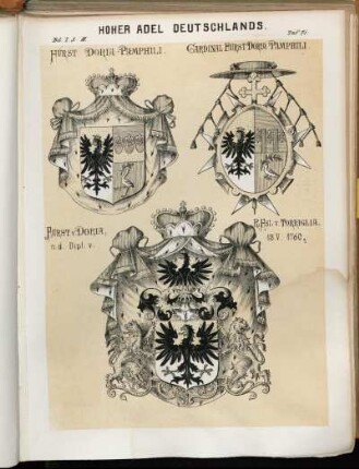 Taf. 71. Fürst Doria-Pamphili. - Cardinal Fürst Doria Pamphili. - Fürst v. Doria R. Fst: v. Torriglia n. d. Dipl: v: 13.V.1760