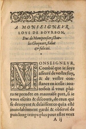 Épistre ou discours à Monsieur de Montpensier touchant l'estat de la religion chrestienne