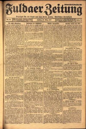Ausgabe vom Freitag, den 18. März 1927.