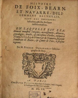 Histoire de Foix Bearn et Navarre ...