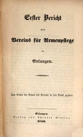 Bericht des Vereins für Armenpflege in Erlangen, 1. 1850