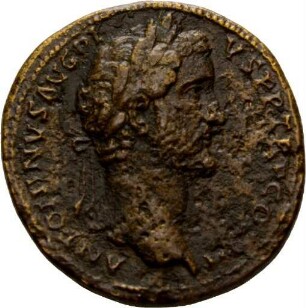 Sesterz des Antoninus Pius mit Darstellung eines Blitzbündels