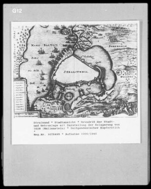 Stralsund: Grundriss der Stadt und Wehranlage von Süd-West
