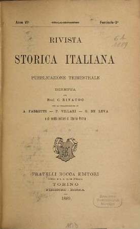 Rivista storica italiana. 6. 1889, [b]