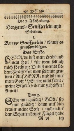Die 2. Abtheilung Herzzens-Seuffzerlein und Gebetlein.