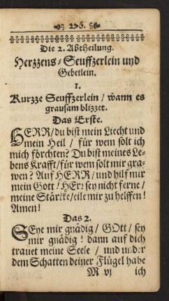 Die 2. Abtheilung Herzzens-Seuffzerlein und Gebetlein.
