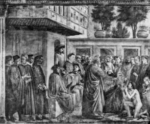Petrus erweckt den vor vierzehn Jahren verstorbenen Sohn des Gouverneurs von Antiochien