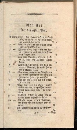 Register über den ersten Theil.