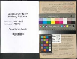 Entnazifizierung Maria Fassbinder , geb. 04.02.1892 (Oekonomin)