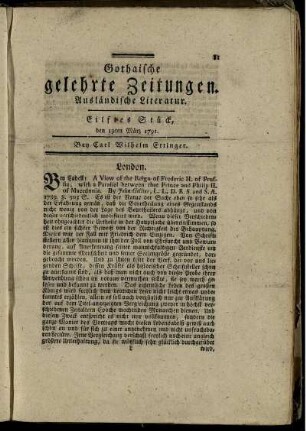 Eilftes Stück, den 19ten März 1791.