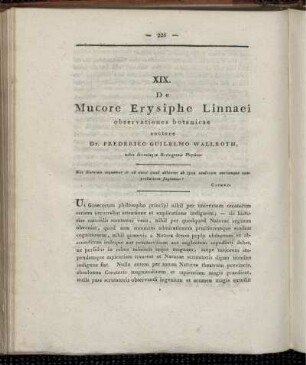 XIX. De Mucore Erysiphe Linnaei observationes botanicae.