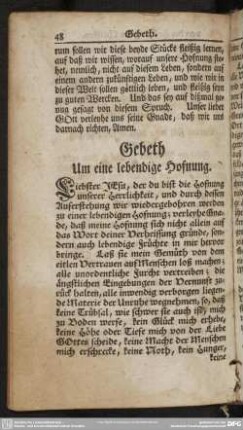Gebeth Um eine lebendige Hofnung