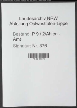 Sterberegister Standesamt Ahlen-Amt