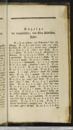 Anzeige der vorzüglichsten, dem Sinn schädlichen Fehler
