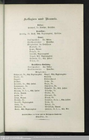 Kollegien und Beamte