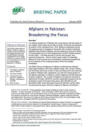 Afghans in Pakistan : broadening the focus