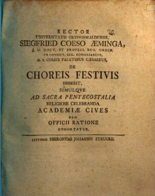 De choreis festivis ...