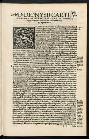 D. Dionysii Carthusiani In Librorum Proverbiorum Salomonis ... enarratio.