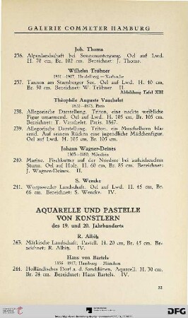 Aquarelle und Pastelle von Künstlern des 19. 20. Jahrhunderts (Nr. 243-283)