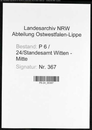 Sterberegister Standesamt Witten-Mitte