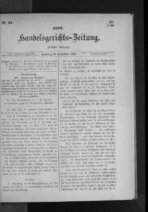 No 31 1879. Handelsgerichts-Zeitung.