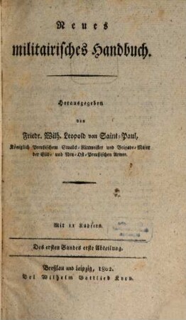 Neues militairisches Handbuch, 1,1