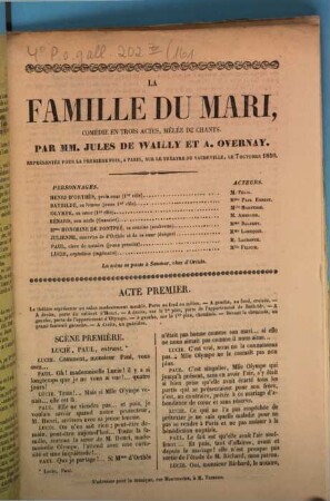 La famille du mari : comédie en trois actes, mêlée de chants