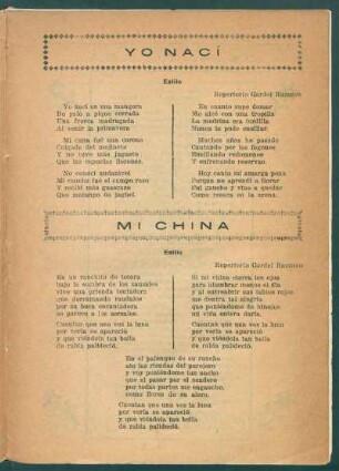 Mi china : Estilo. Repertorio Gardel Razzano