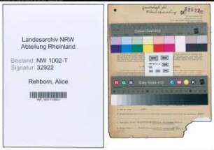 Entnazifizierung Alice Rehborn , geb. 06.05.1890 (Gehilfin)