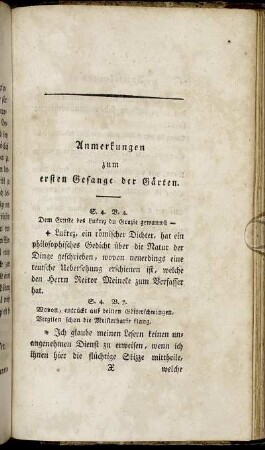 Anmerkungen zum ersten Gesange der Gärten.