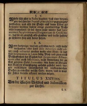 Titulus XXIVtus. Von der Sachen Beschluß und Submission zur Urthel.