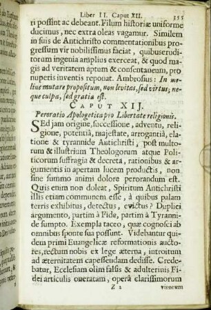 Caput XII. Peroratio Apologetica pro Libertate religionis.