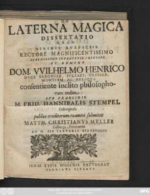 De Laterna Magica Dissertatio
