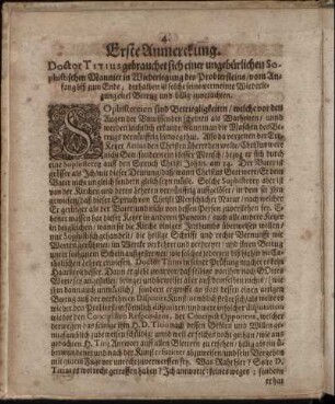 Erste Anmerckung. - Vierdte Anmerckung.
