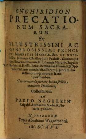 Enchiridion precationum sacrarum
