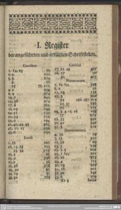 I. Register der angeführten und erklärten Schriftstellen