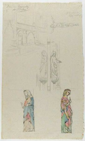 Dom, Regensburg. Christus und Maria, Standfiguren auf Konsolen, Christus am Kreuz