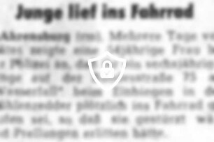 Junge lief ins Fahrrad