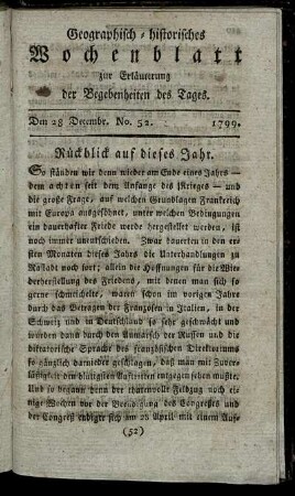 No. 52. Den 28. Decembr. 1799.