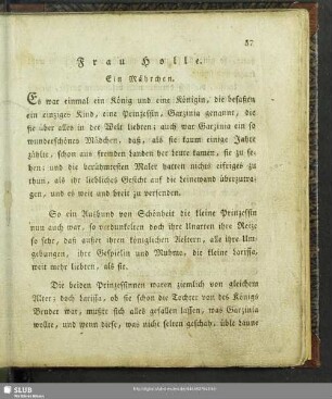 Frau Holle : Ein Mährchen