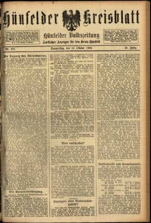 Ausgabe vom Donnerstag, den 12. Oktober 1922.