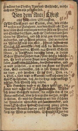 Von dem Anti-Christ aus den alten Chronicken.