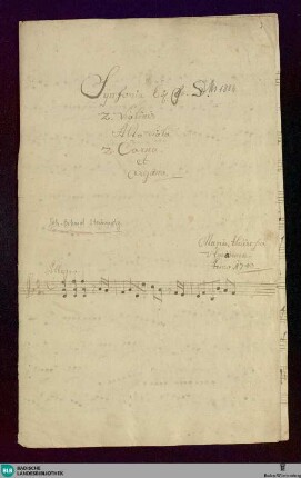 Symphonies - Don Mus.Ms. 1806 : orch, org; D; WolS I. D-23