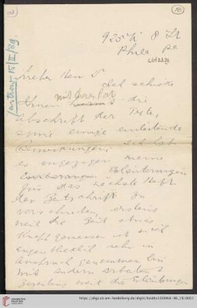 Briefe von Morris Jastrow an Carl Bezold: Brief von Morris Jastrow an Carl Bezold