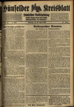 Zweite Ausgabe vom Dienstag, den 19. April 1932.
