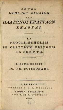 Ex Procli Scholiis in Cratylum Platonis Excerpta