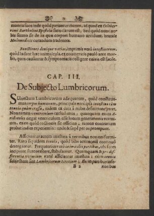 Cap. III. De Subjecto Lumbricorum.