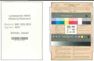 Entnazifizierung Joseph Schmitz , geb. 15.09.1885 (Steuerberater)