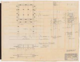 Reichsluftfahrtministerium, Berlin: Treppenfenster L4 rechts: Ansicht, Schnitt, Grundrisse 1:20, Detail 1:10